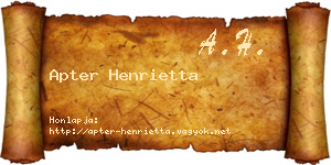 Apter Henrietta névjegykártya